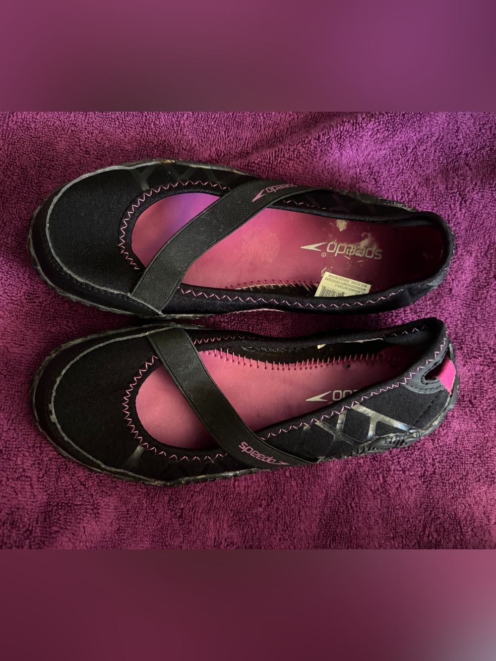 Speedo Black & Pink Slip-On Water Sandals for Women